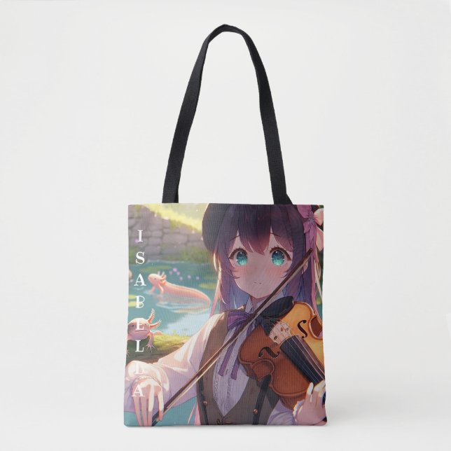 Anime Girl Playing the Violin Personalised Tote Bag (Front)