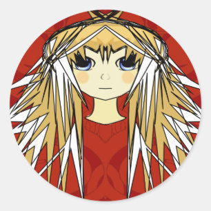 Anime Girl Power Classic Round Sticker
