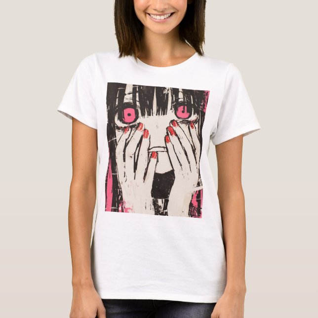 Anime Girl Printed T Shirt (Front)