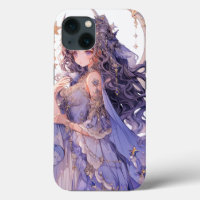Anime Girl Purple Moon Princess Fantasy Art