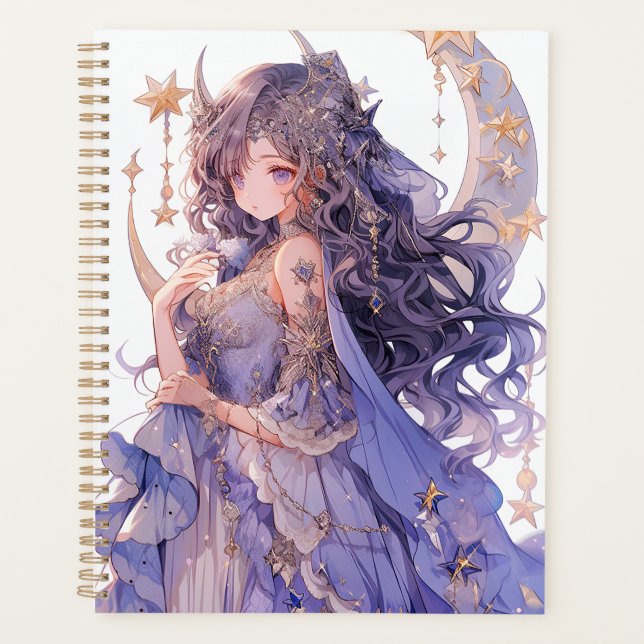 Anime Girl Purple Moon Princess Fantasy Art Planner (Front)
