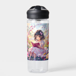 Anime Girl Reading Personalized  Water Bottle