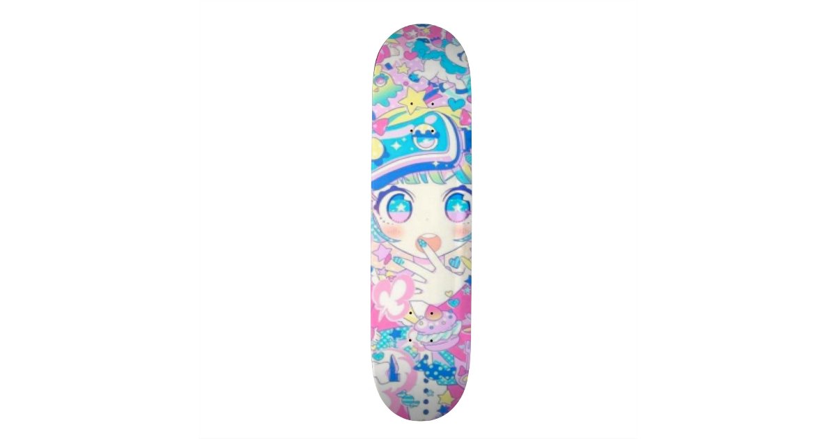 Anime Girl Remix Skate Deck Zazzle.co.uk