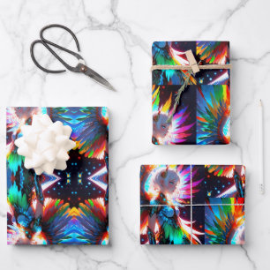 Anime girl Rōnin design Griffin Wrapping Paper Sheet