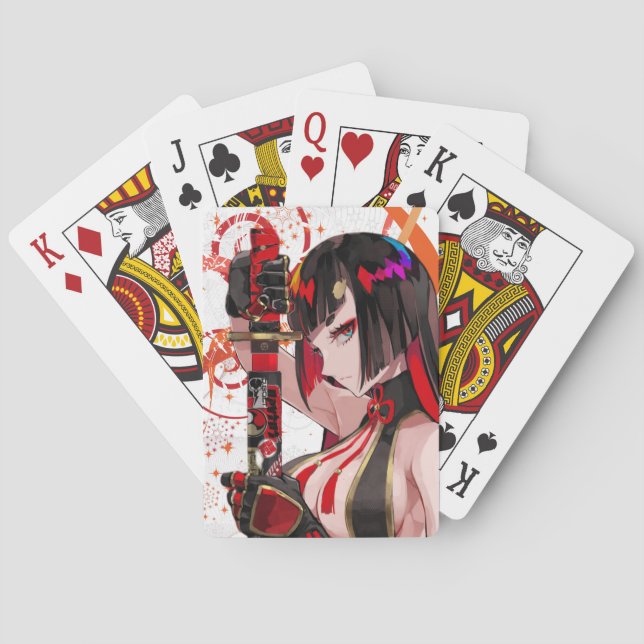 Anime girl Samurai Playing Cards (Back)