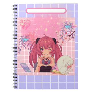 Anime girl showing love notebook
