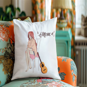 Anime Girl Sitting with gwt & Music Notes – Aesthe Cushion