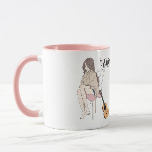 Anime Girl Sitting with gwt & Music Notes – Aesthe Mug
