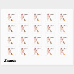 Anime Girl Sitting with gwt & Music Notes – Aesthe Square Sticker