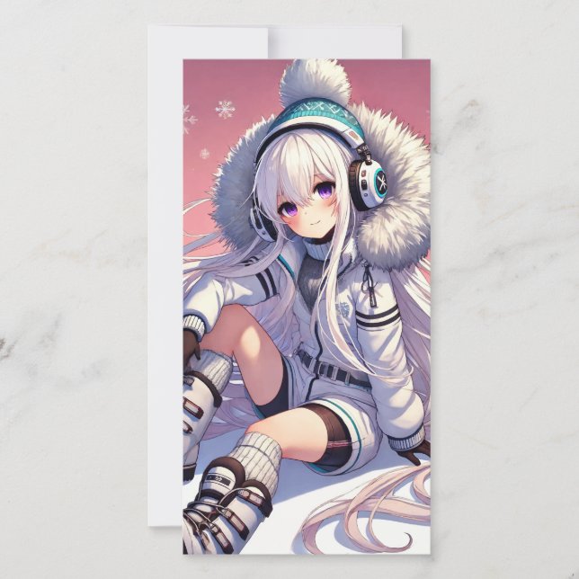 Anime girl Ski card (Front)