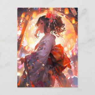 Anime Girl Stars Postcard