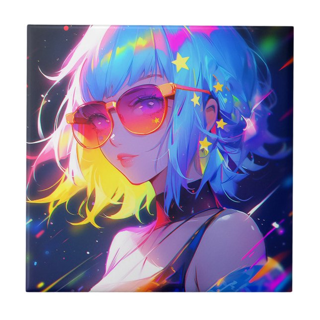 Anime Girl Stars Tile (Front)