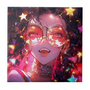 Anime Girl Stars Tile