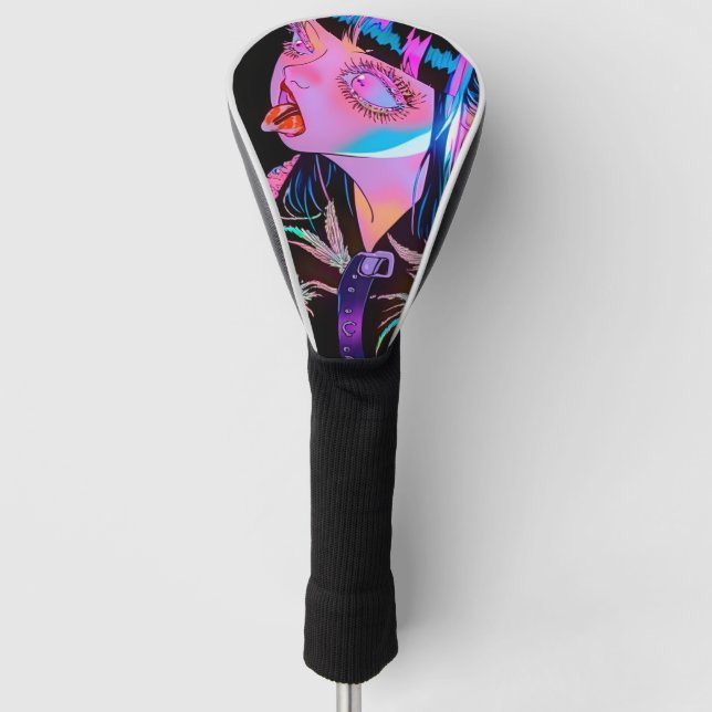Anime Girl Sticking Her Tongue Out Golf Head Cover (Front)
