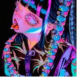 Anime Girl Sticking Her Tongue Out Standing Photo Sculpture<br><div class="desc">A cool anime girl sticking her tongue out. She is depicted in black and neon colours.</div>