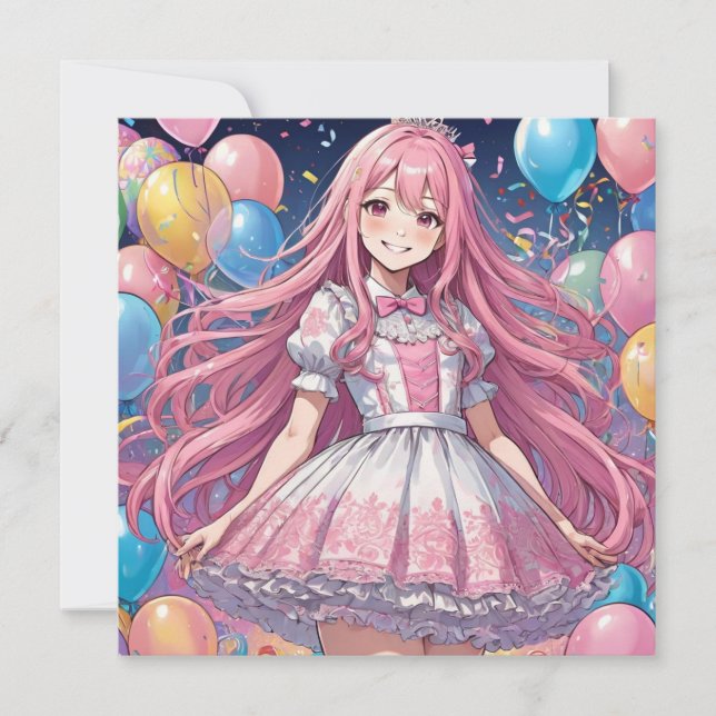 Anime Girl sweet 16 birthday Invitation (Front)