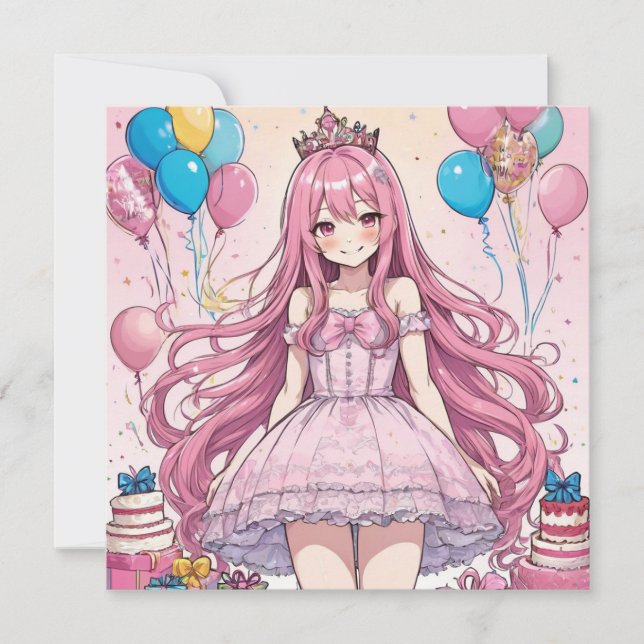 Anime Girl sweet 16 birthday Invitation (Front)