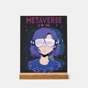 Anime girl virtual reality glasses Acrylic Sign