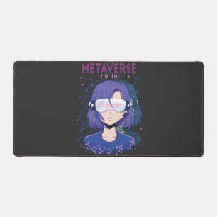 Anime girl virtual reality glasses Desk Mat