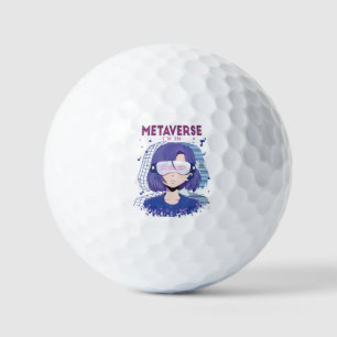 Anime girl virtual reality glasses Golf Balls