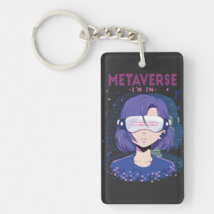 Anime girl virtual reality glasses Keychain