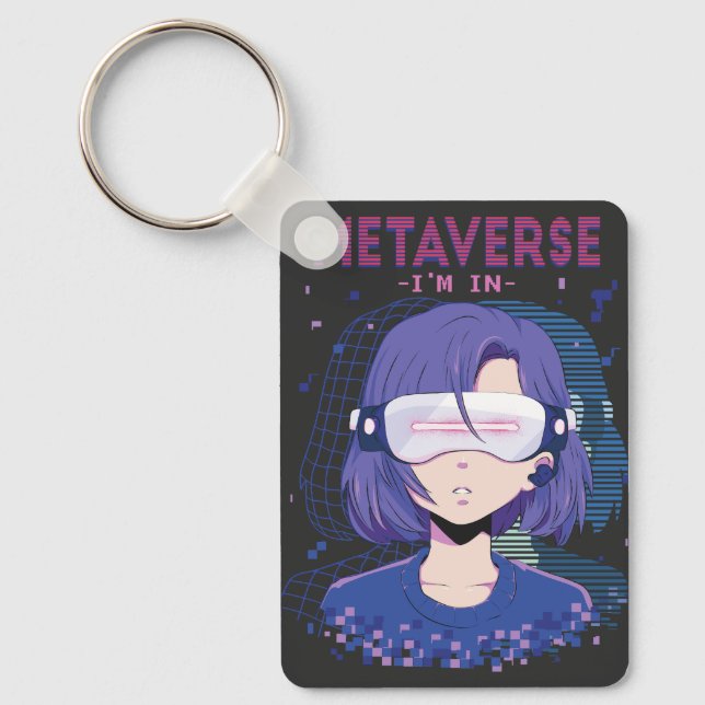 Anime girl virtual reality glasses keychain (Front)