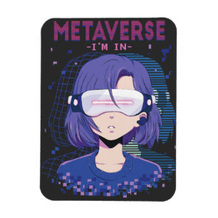 Anime girl virtual reality glasses Magnet