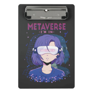 Anime girl virtual reality glasses Mini Clipboard