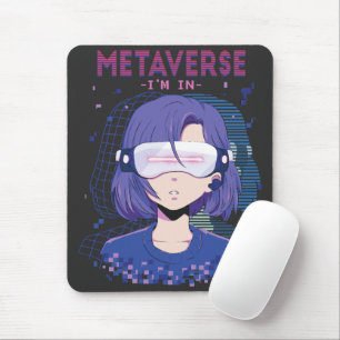 Anime girl virtual reality glasses Mouse Pad