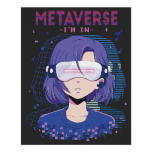 Anime girl virtual reality glasses Poster