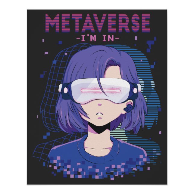 Anime girl virtual reality glasses Poster (Front)