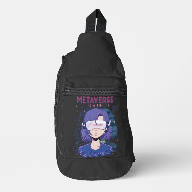 Anime girl virtual reality glasses Sling Bag (Front)