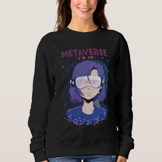 Anime girl virtual reality glasses sweatshirt (Front)