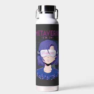 Anime girl virtual reality glasses Water Bottle