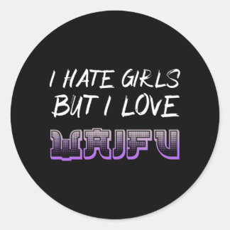 Anime Girl Waifu Classic Round Sticker