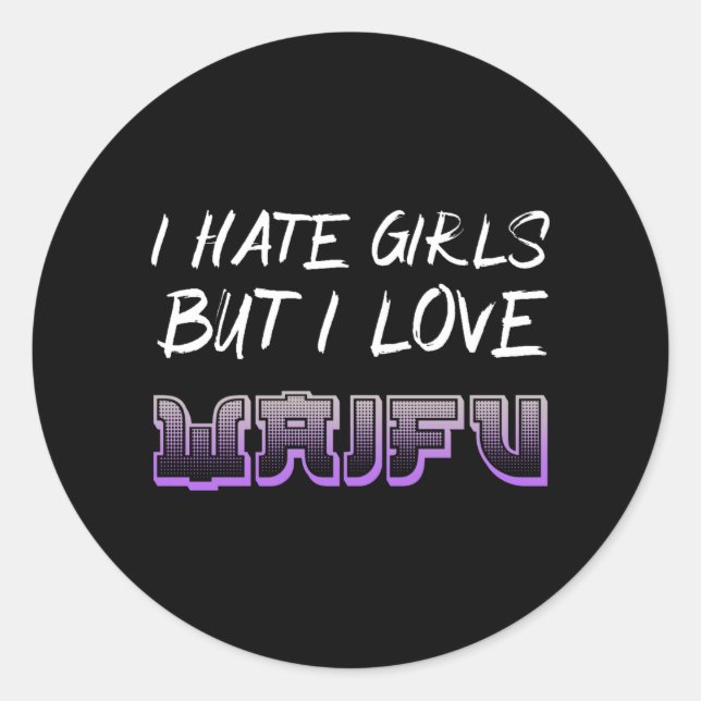 Anime Girl Waifu Classic Round Sticker (Front)