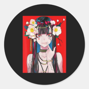 Anime Girl Waifu Japanese Aesthetic Kawaii Otaku Classic Round Sticker