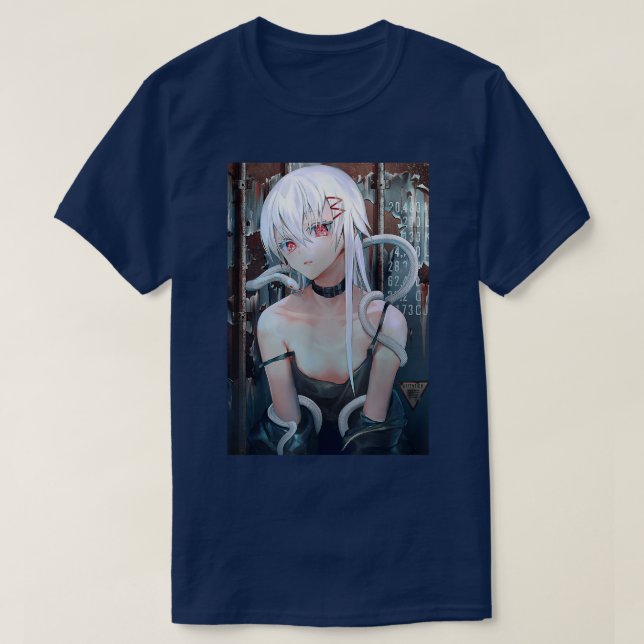 Anime Girl Waifu Snake Aesthetic Japanese Otaku  T-Shirt (Design Front)