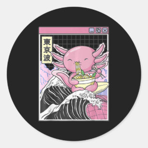 Anime Girl Waifu Who Loves Anime Ramen And Sketchi Classic Round Sticker