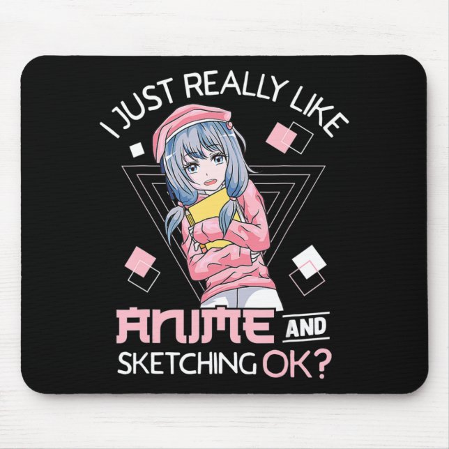 Anime Girl Waifu Who Loves Anime Ramen And Sketchi Mouse Mat (Front)