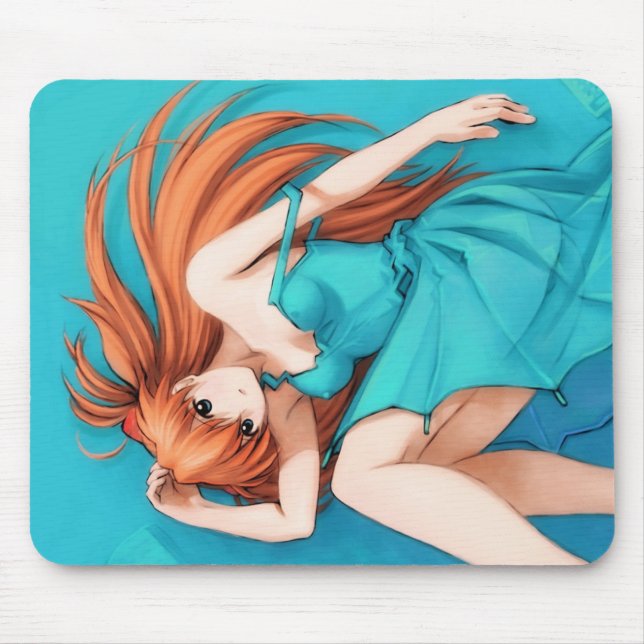 Anime Girl Watercolor Art Mouse Mat (Front)