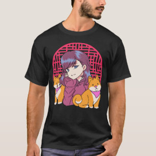 Anime Girl with Dogs T-Shirt