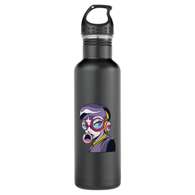 Anime Girl With Glasses 710 Ml Water Bottle (Front)