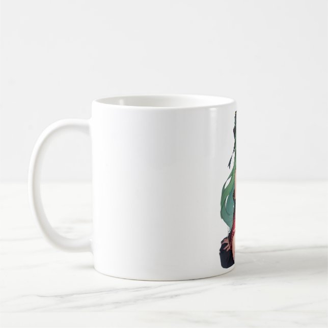 anime girl with green hair coffee mug (Left)