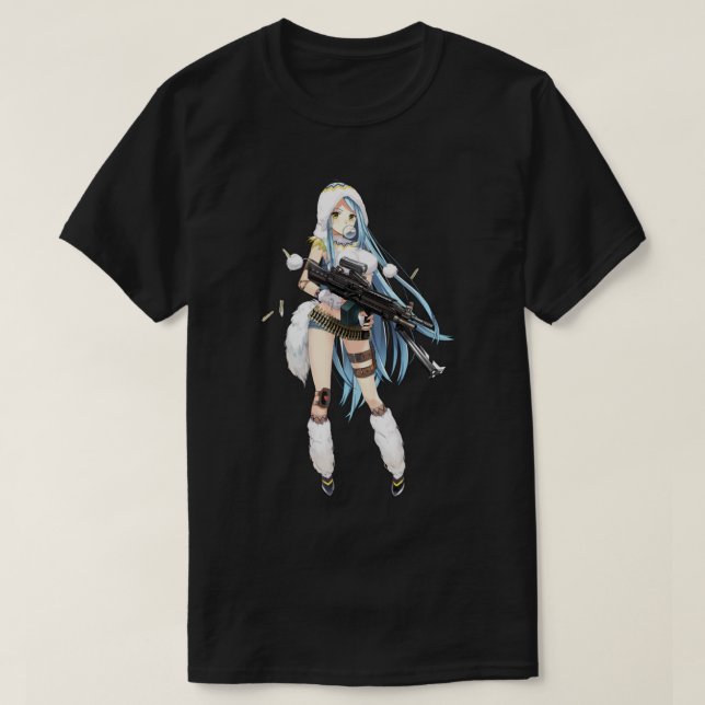 Anime Girl With Gun       T-Shirt (Design Front)