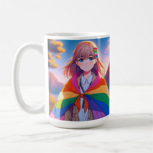 Anime Girl with LGBTQIA+ Cape   Coffee Mug