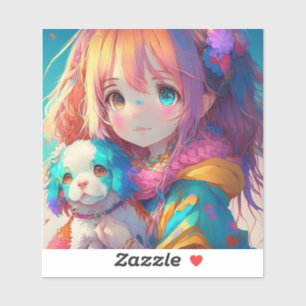 Anime Girl with Puppy