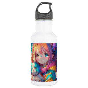 Anime Girl with Puppy 532 Ml Water Bottle