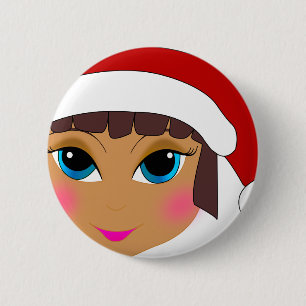 Anime Girl with Santa's Hat 6 Cm Round Badge