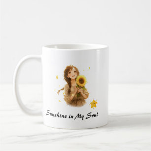 Anime Girl with Sunflower Aesthetic Graphic  Coffee Mug